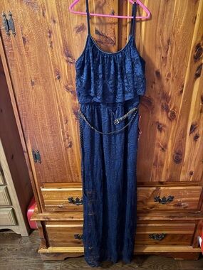 Girls Dress Size 14 ! NWTNavy Lace Maxi Dress with Belt